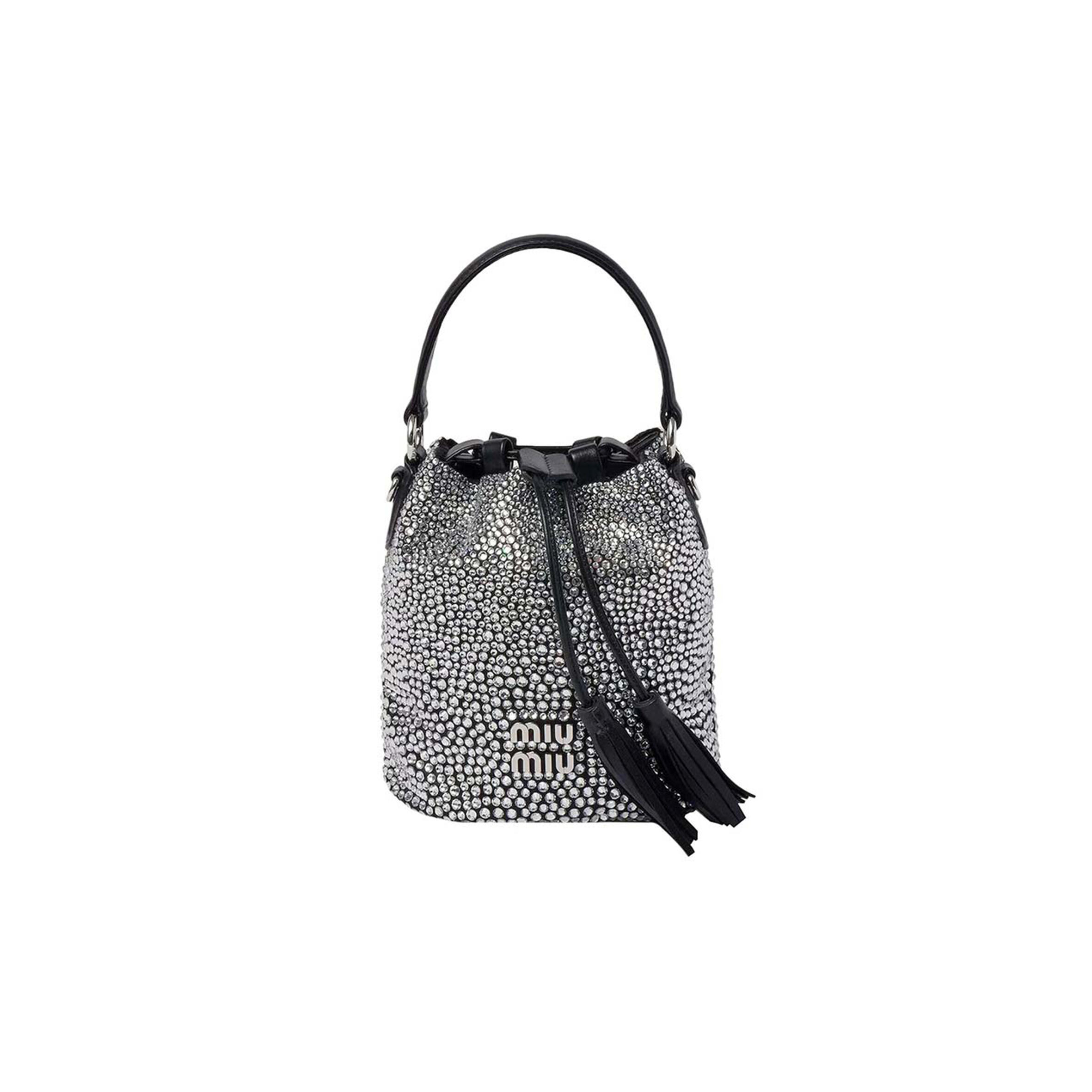 MIU MIU BUCKET BAG BLACK WOMENS 5BE090 (17*15*10cm)